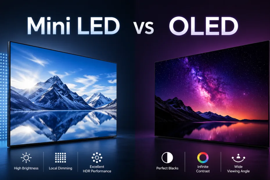 Mini LED vs OLED: a comparison of two popular display technologies for better picture quality and vibrant visuals.
