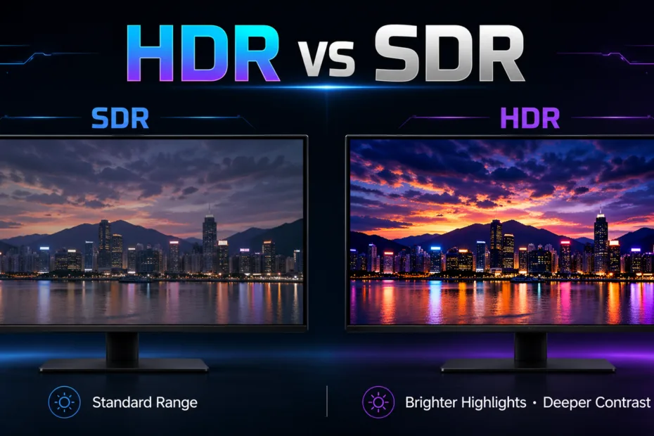 HDR vs SDR comparison showing brighter highlights and deeper blacks for stunning image quality.