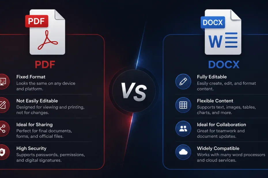 PDF vs DOCX: Discover the key differences and benefits of each file format for your document needs.