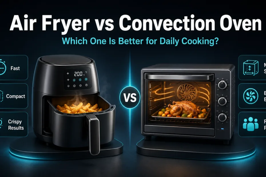 Air fryer vs convection oven comparison for daily cooking, highlighting key differences to help choose the best kitchen appliance.