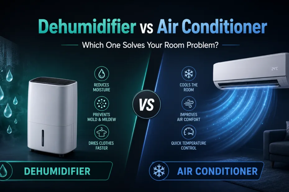 Dehumidifier vs Air Conditioner: comparing which one best solves moisture or temperature issues in your room.