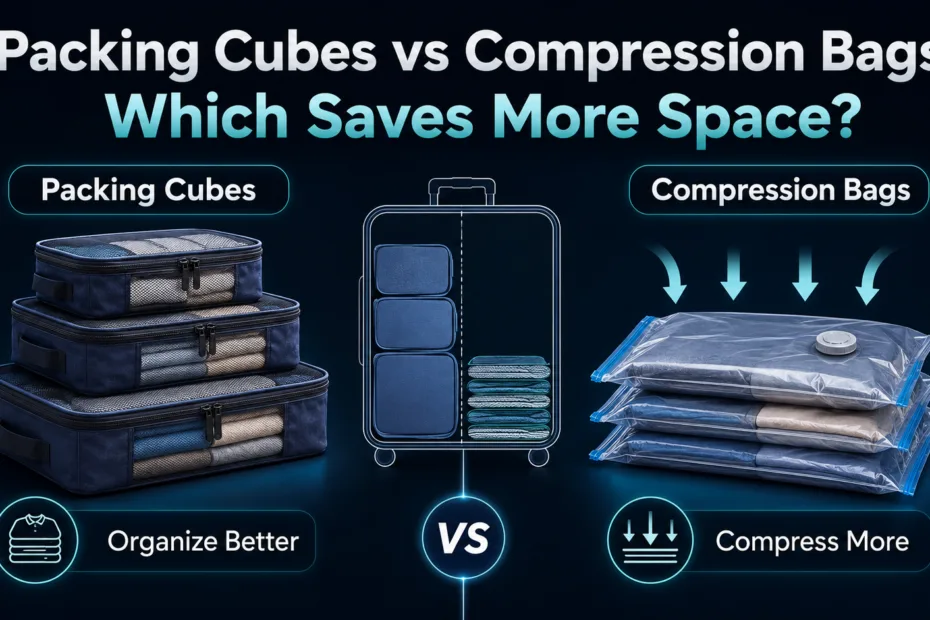 Packing cubes vs compression bags: find out which saves more space for efficient packing.