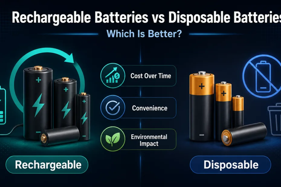 Rechargeable batteries vs disposable batteries compare their cost, convenience, and environmental impact for everyday use.
