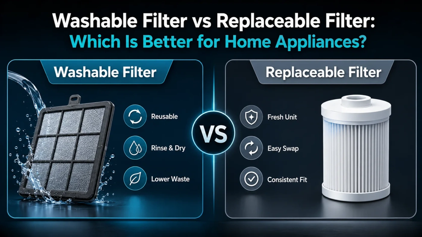 A comparison of washable filter vs replaceable filter options for home appliances highlighting their benefits and differences.